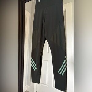 Adidas- olive green leggings and blue/green crop top set